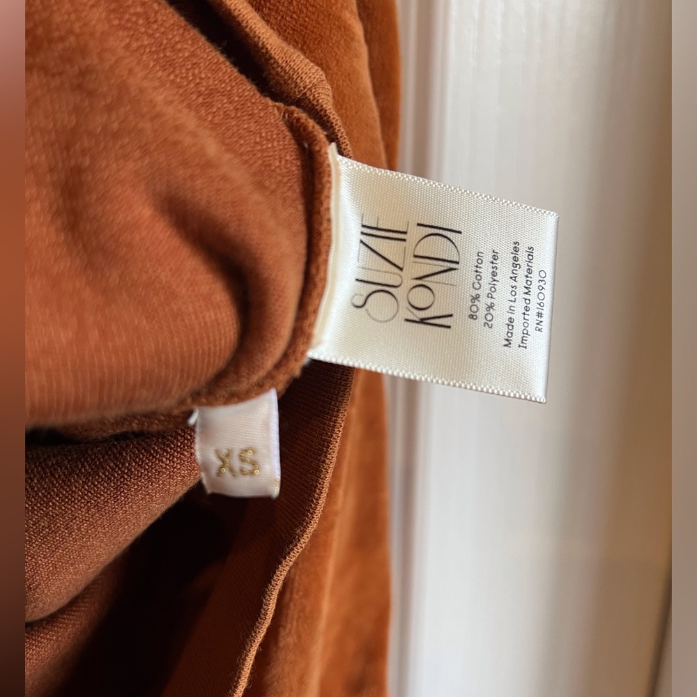 SUZIE KONDI Women's Velour Raglan Sweatshirt Top Orange Rust Myrrh XS - Picture 7 of 14